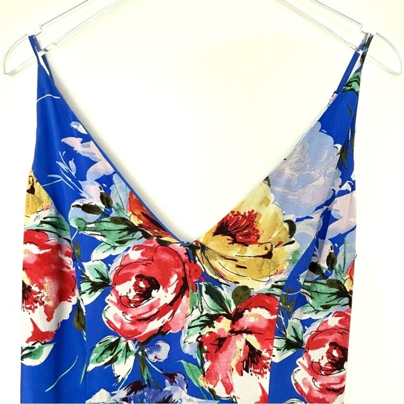 Yumi Kim Revolve Jasmine Silk Maxi Dress Floral Slit Blue Wedding Size Small - Picture 5 of 13
